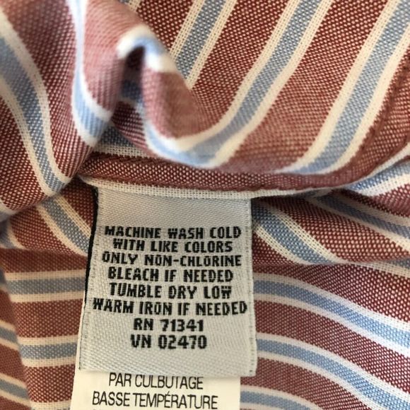 L.L. Bean Mens Button Down Shirt Multicolor Stripe Long Sleeve Pocket Tall L - Picture 5 of 8